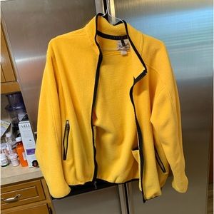 Woolrich mens yellow fleece large zip up windbreaker